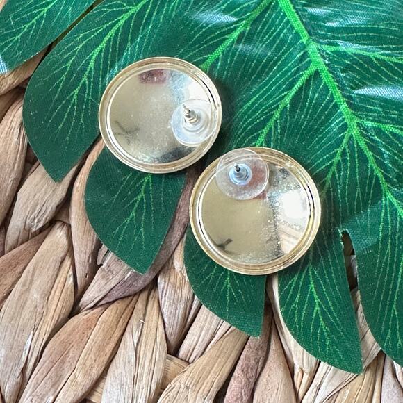 BOGO FREE BLUE MARBLED STATEMENT EARRINGS - Picture 4 of 4